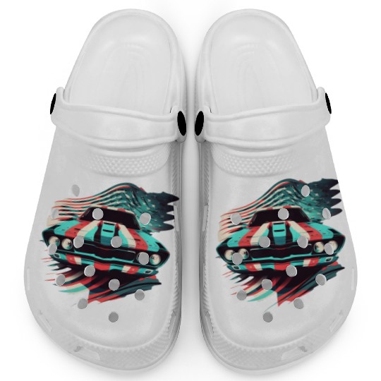 Muscle car american flag backround Clogs