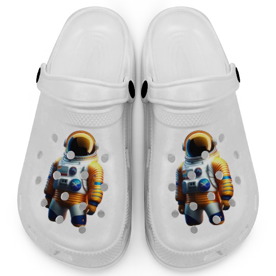 Astronaut transparent, Orange and White Clogs