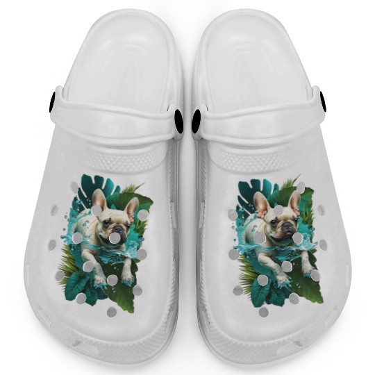 French Bulldog on Vacation Mode Clogs
