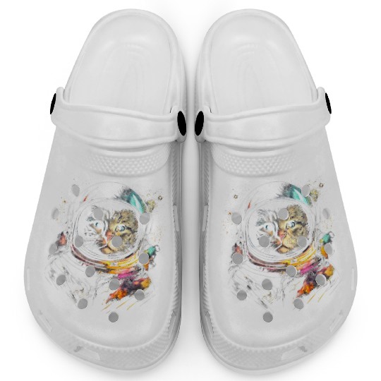 Space Cat on Galaxy Cat Lover Clogs
