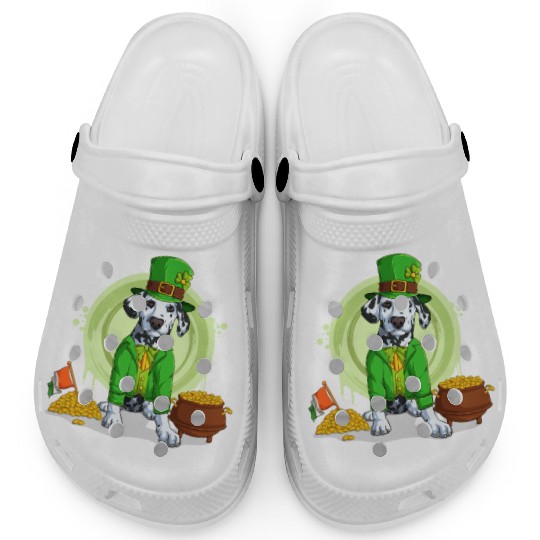 Dalmatian Puppy, Irish Flag, Gold, Shamrock Dog St Clogs