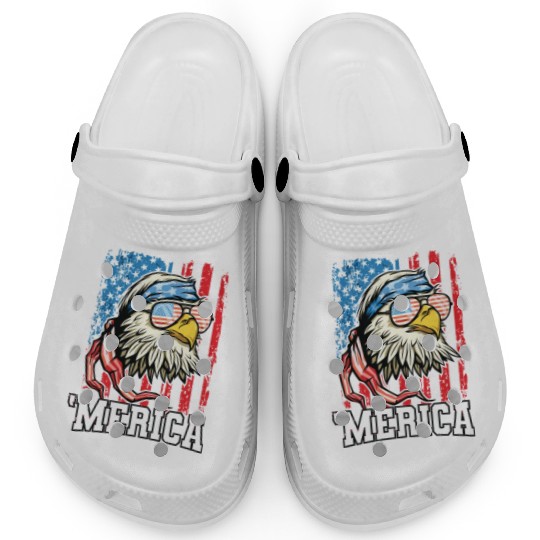 4th of July Bald Eagle USA Flag Patriotic Merica Clogs