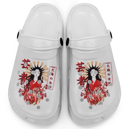 Amaterasu Omikami Cherry Blossom Sun Goddess Clogs
