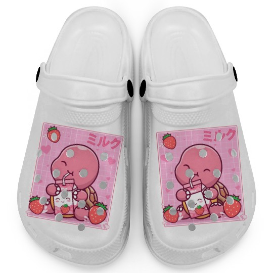 Kawaii Turtle Lover Strawberry Milk Shake Otaku Clogs