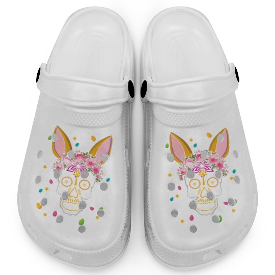 Happy Easter Sunday Bunny Dia De Los Muertos Clogs