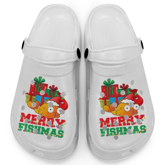 Merry Fishmas Christmas Fish Lover Fisherman Ugly Clogs