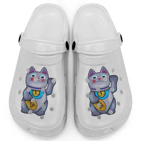 Cute Helpful Maneki Neko Lucky Cat Clogs
