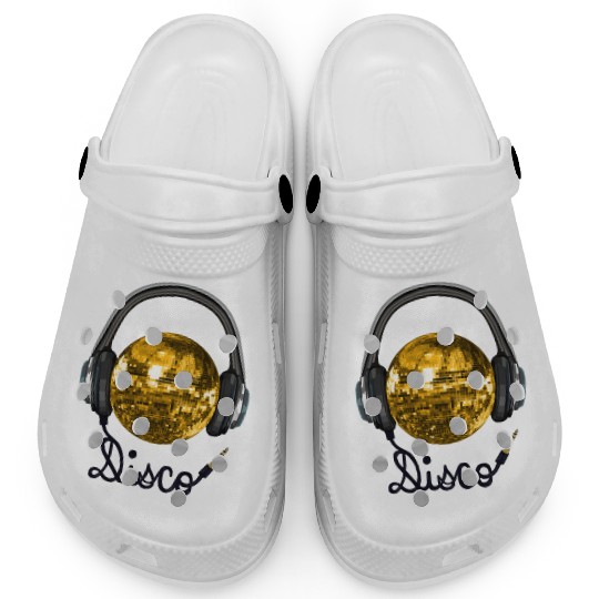 Gold Disco Ball Music Headphones Clogs