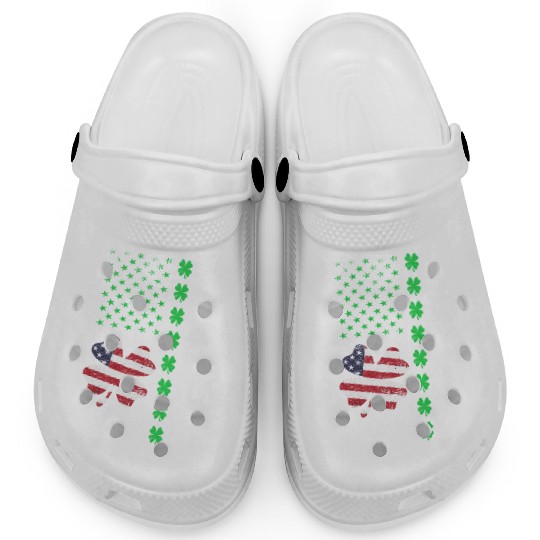 American Flag Shamrock St Patricks Day Clogs