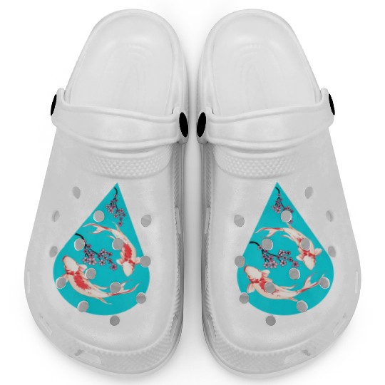 Serenity Koi Fish Raindrop Cheri Blossom Zen Clogs