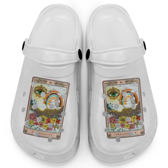 Retro Skeleton Riding Cloud The Audacity Tarot Car Clogs