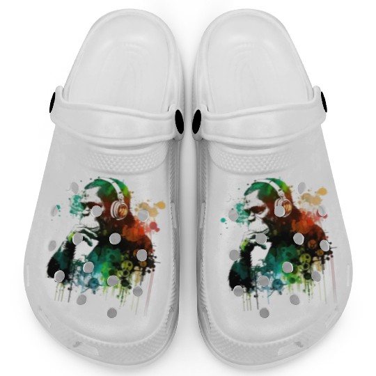 Banksy DJ Monkey Thinker Clogs