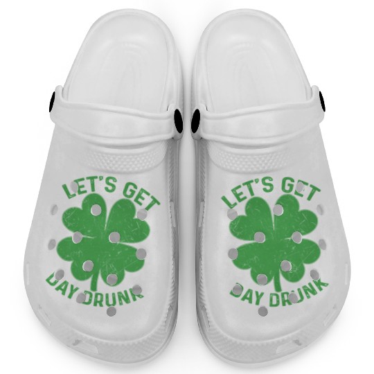 Let's Get Day Drunk Shamrock St Patricks Day Beer Clogs
