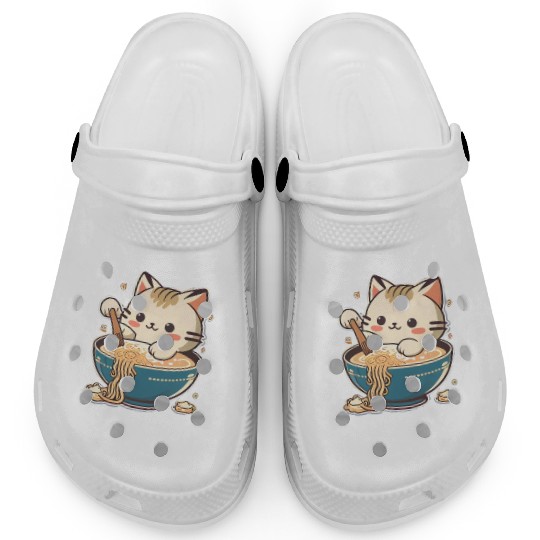 But First Ramen Cat Japanese Tokyo Ramen Noodles Clogs
