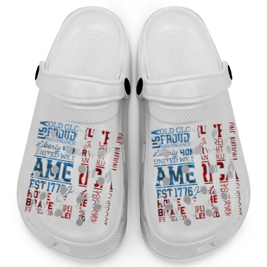 Patriotic Veteran USA Flag American Memorial Day Clogs