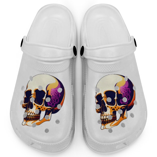 Skull Head With Flowers On The Ears Clogs