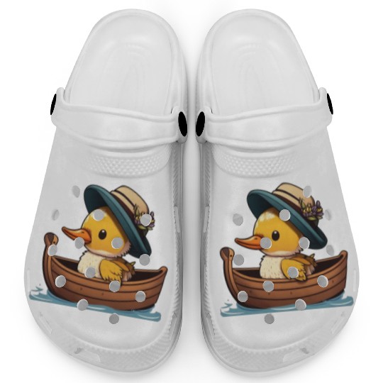 Cute Duck rowing in rowing boat rowboat skiff Clogs