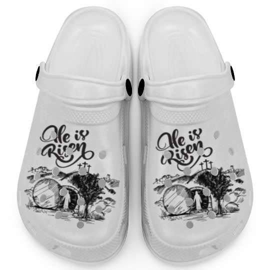 He Is Risen - Black Drawing HD Clogs