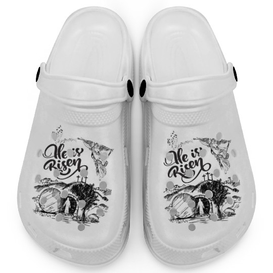 He Is Risen- Black Drawing Angel HD Clogs