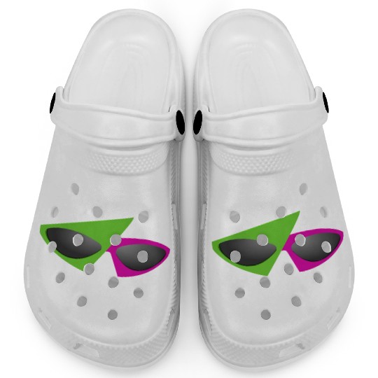80s Retro Green and Pink Glasses Clogs