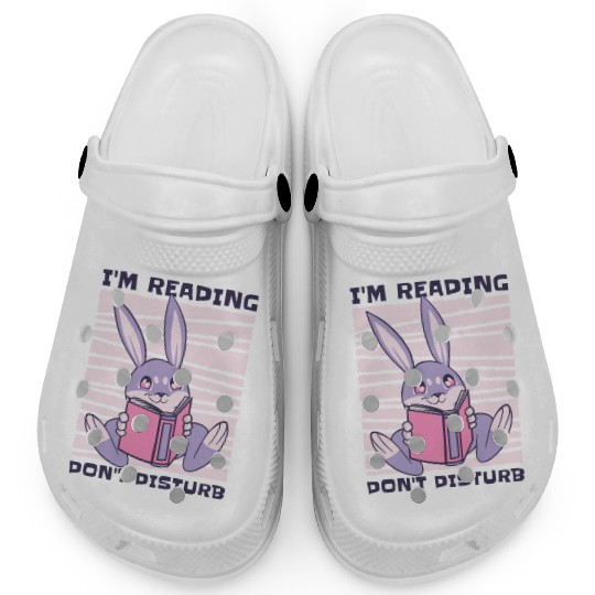 Studying Rabbit Lover Reading Books Student Clogs