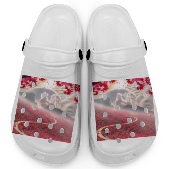 Misty Mountain Cherry Blossom Landscape Clogs