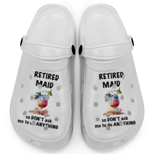 Retired Maid Vacation Tropical Cocktail Umbrella Clogs