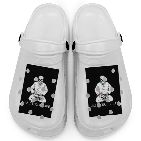 Jiu Jitsu is Life seated blackbelt skeleton poster Clogs