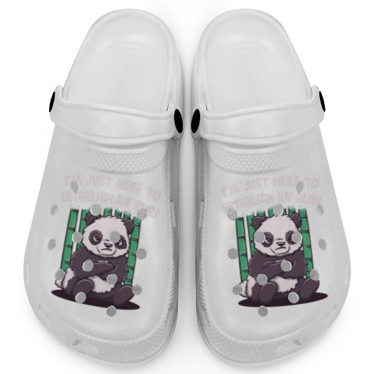 Im Just Here to Establish an Alibi Funny Sarcastic Clogs