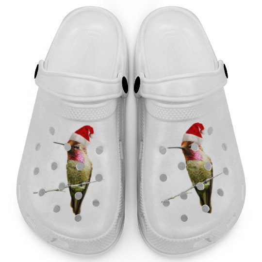 Hummingbird Santa Cute Christmas Hat Design for Bi Clogs