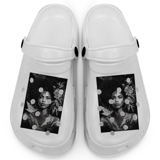 Black-and-White Afrocentric Art Clogs