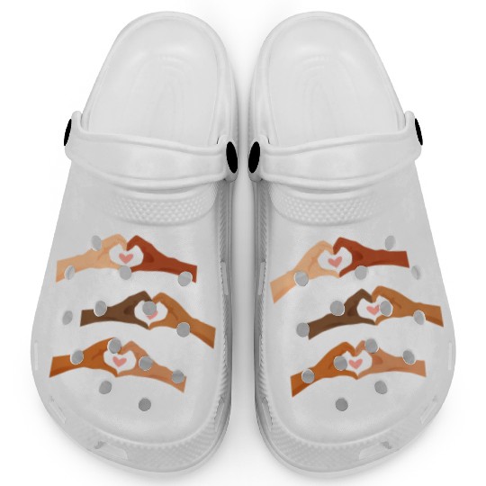 Watercolor Multi Hands Making Hearts Clogs