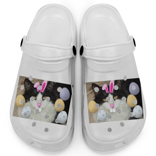 Easter Bunny Cat Face Decor Clogs