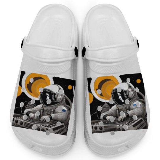 Intricate detailed artwork of astronauts using Clogs