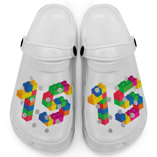 Cute Block Building 15th Birthday Gift 15 Year Clogs