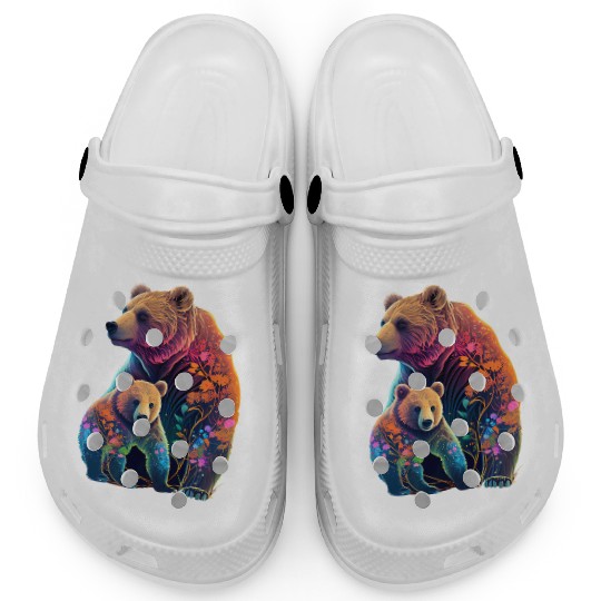 Mother Bear and Cub Sublimation Graphic Wild Life Clogs