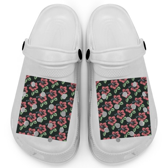 hibiscus flowers pattern | vintage design Clogs