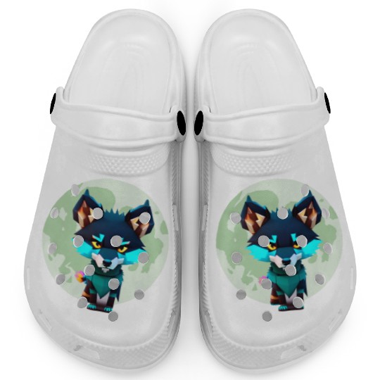 Cute Wolf Moon Graphic Clogs