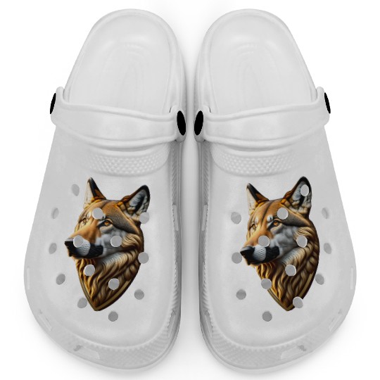 Brown Wolf Graphic Clogs