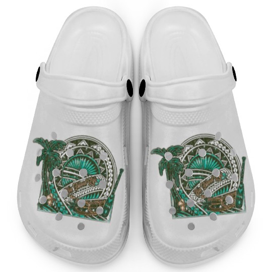 Big Island Outrigger Canoe Tribal Halftone Edges Clogs