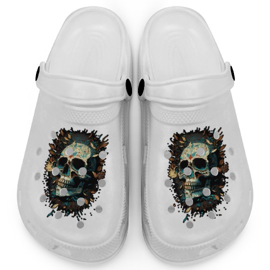 Skull Dia de los Muertos Halloween Tattoo Gift Clogs