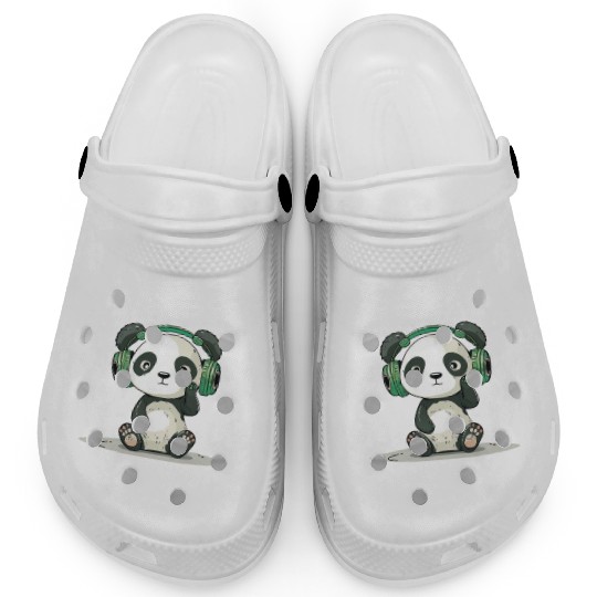 Kpop And Chill Panda Headphones Korean Music Lover Clogs