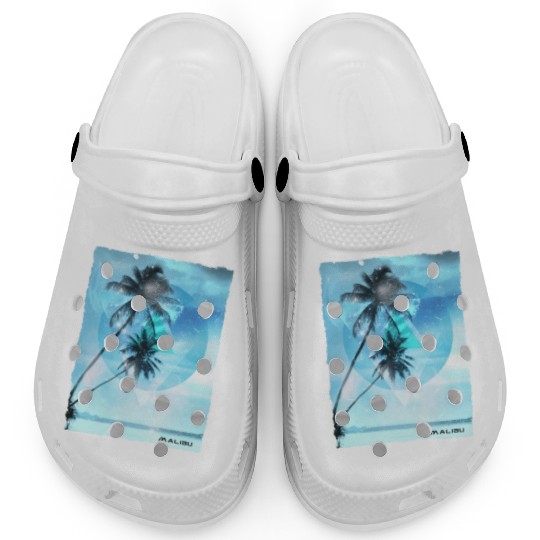 Artistic Malibu California Palm Tree Vacation Clogs