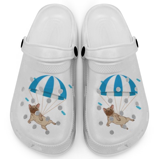 Funny Pug Dog Lover Pet Skydiving Parachute Clogs