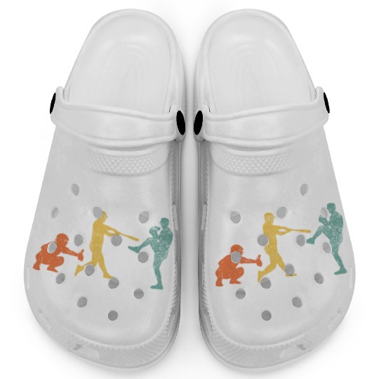 Baseball Catcher Pitcher Batter Vintage Clogs