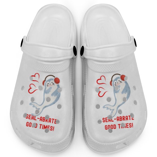 Seal Pun Sealabrate Good Times Cute Funny Animal P Clogs