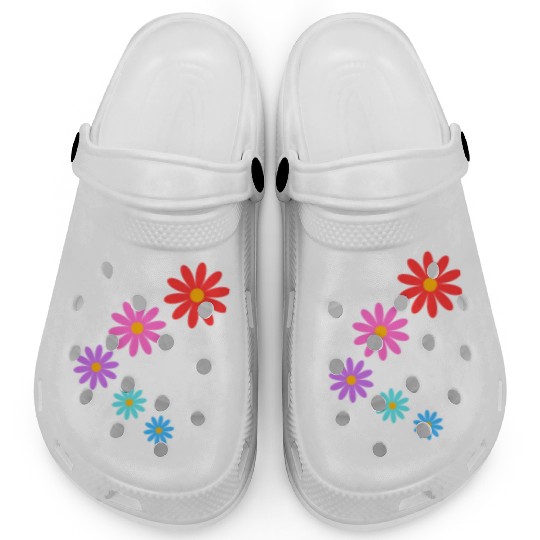 falling multi colored flowers Clogs