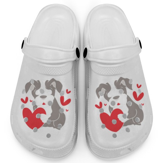 Cute Heart Puppy Boston Terrier Dog Clogs