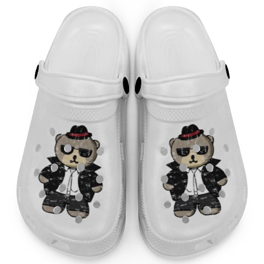 Kawaii Gangster Bear with Black Sunglasses Clogs