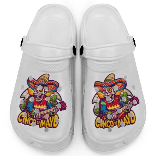Mexican Skeleton Playing Guitar Cinco De Mayo Clogs